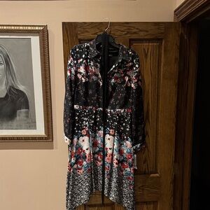 Julia Jordan Black and Red Floral Long Sleeve Dress